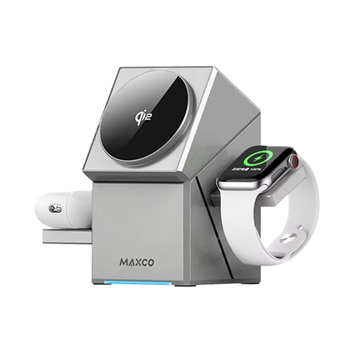 شارژر بی‌سیم 3 در 1 Maxco Geometry Series | شارژ سریع و همزمان